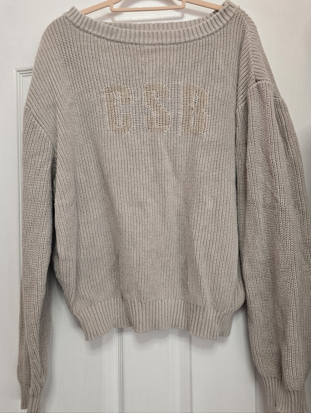 Crop Shop Boutique Off-Shoulder Knit Sweater - Oak, size Medium - Picture 4 of 7